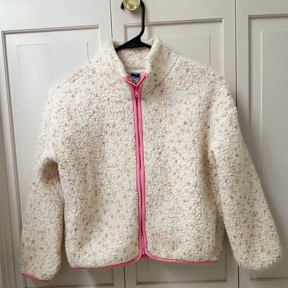 Old Navy Fleece Jacket Sherpa Confetti Zip L 10-12 Girls Outerwear